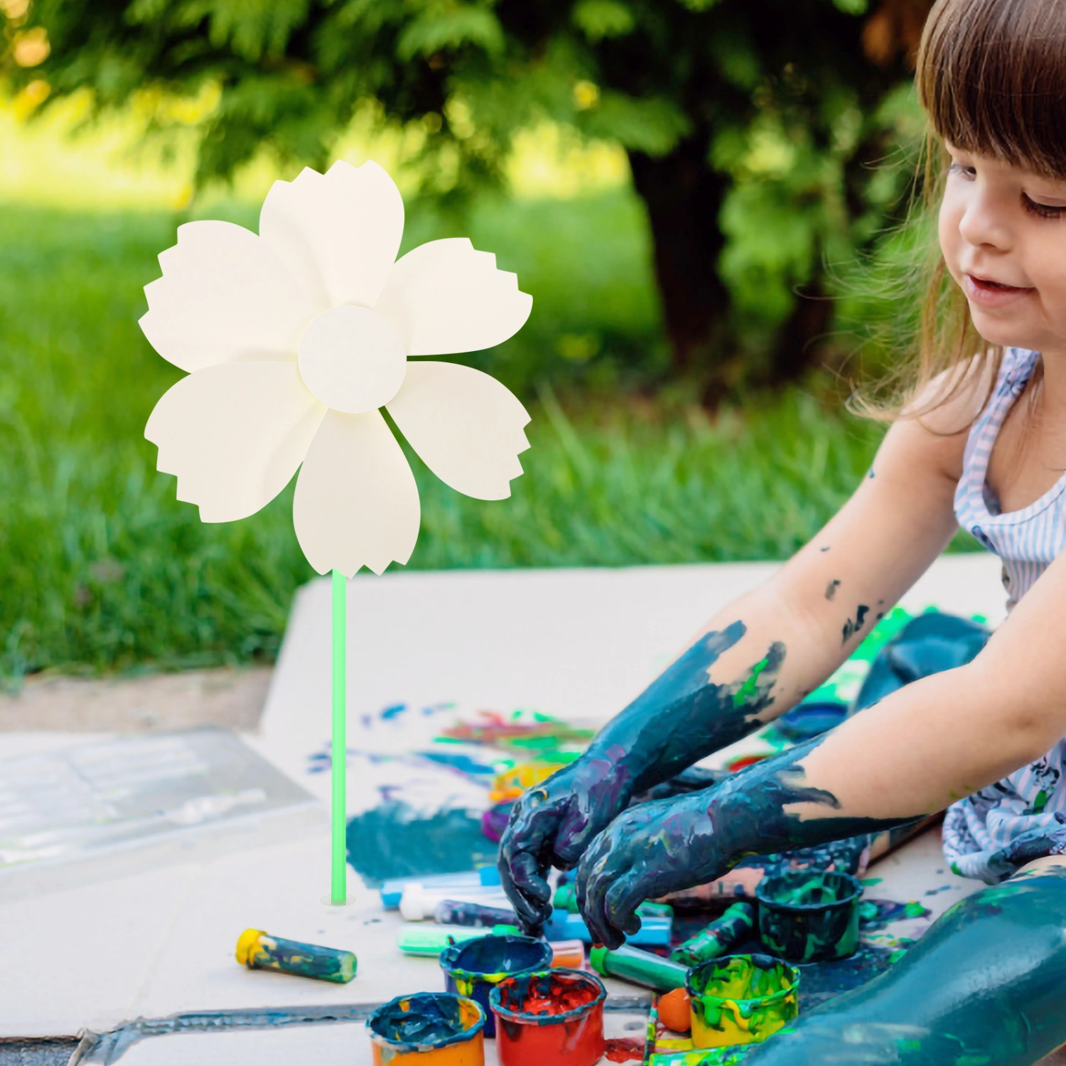 5pcs Blank Paper Pinwheels Diy Drawing Graffiti Pinwheels Paper Pinwheels for Kids