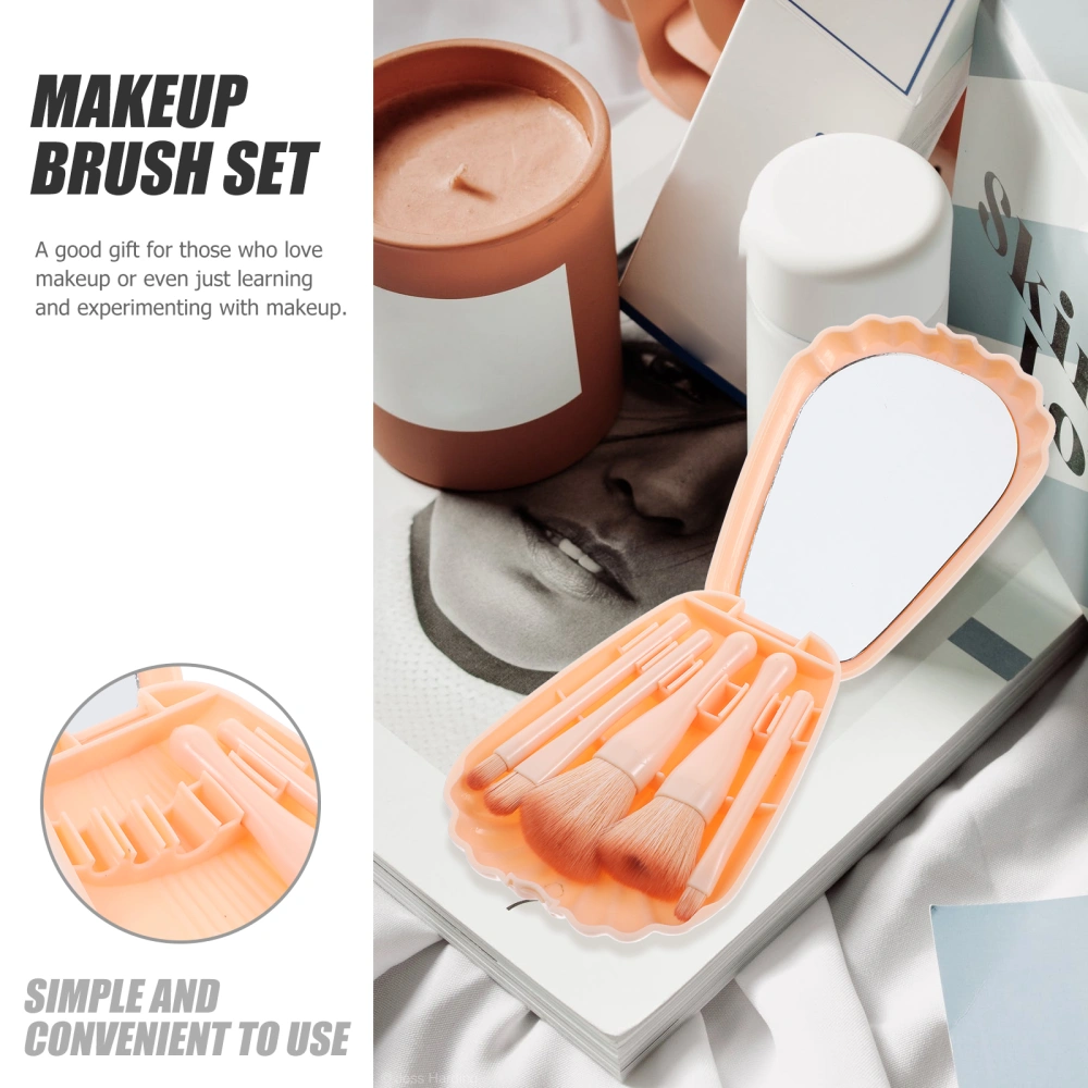 5pcs Women Cosmetics Brushes Portable Makeup Brushes Female Eye Shadow Brushes Set with Storage Case