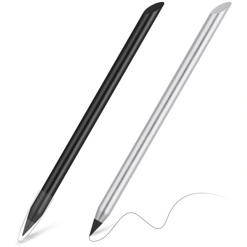 2Pcs Metal Inkless Pen Metallic Pencil Forever Pencil Inkless Erasable Pencil for Writing Drawing Drafting