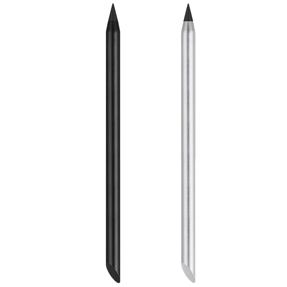 2Pcs Metal Inkless Pen Metallic Pencil Forever Pencil Inkless Erasable Pencil for Writing Drawing Drafting