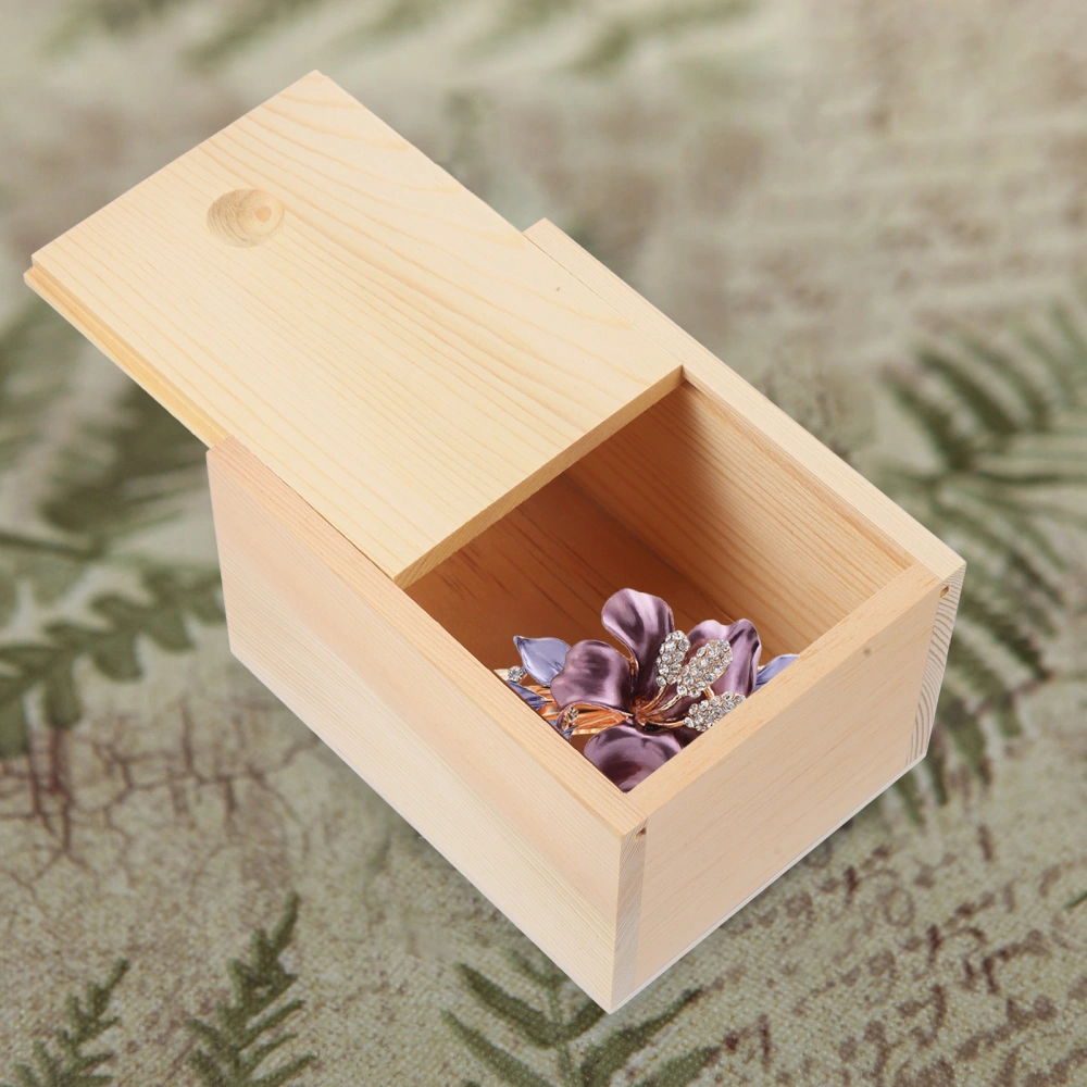 Wood Storage Box with Slide Lid Wooden Box Wood Box with Sliding Box for Home