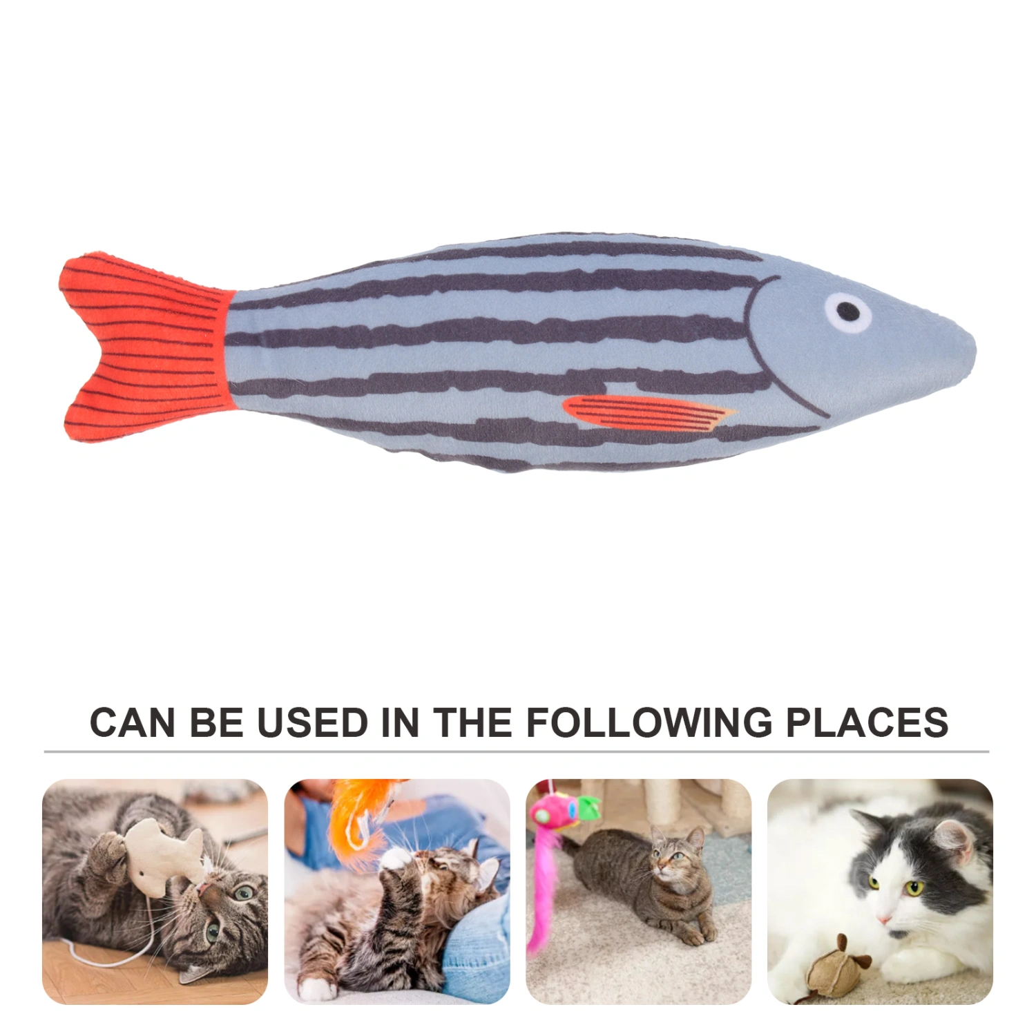 2pcs Cat Catnip Fish Toy Cartoon Fish Modeling Cat Toy Funny Kitten Fish Toy Self-amusing Cat Toy