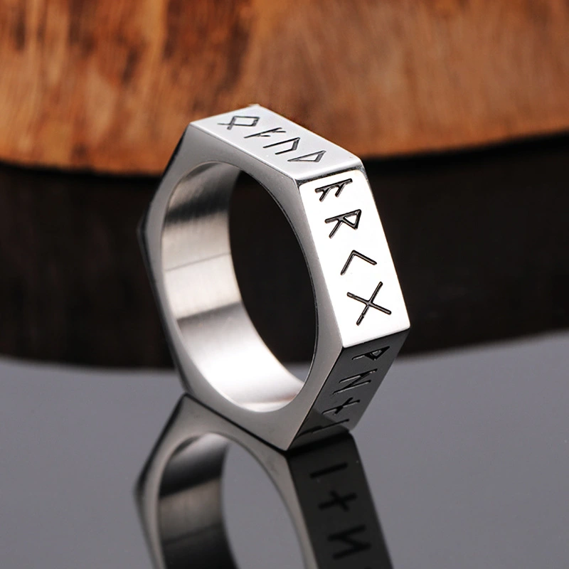 Fashion Personality Hexagon Nut Titanium Steel Ring