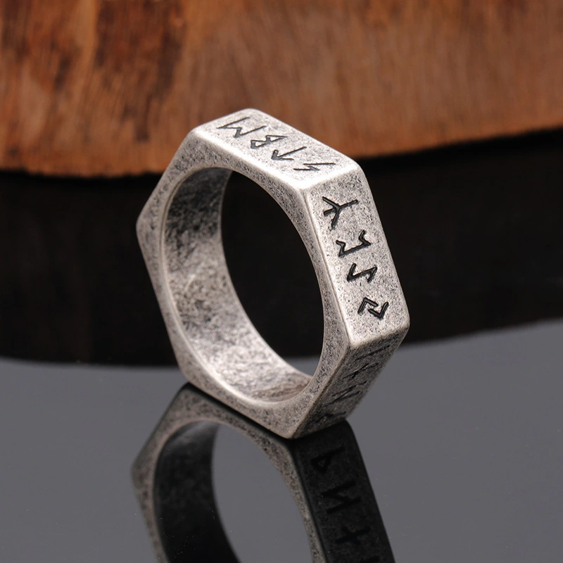 Fashion Personality Hexagon Nut Titanium Steel Ring