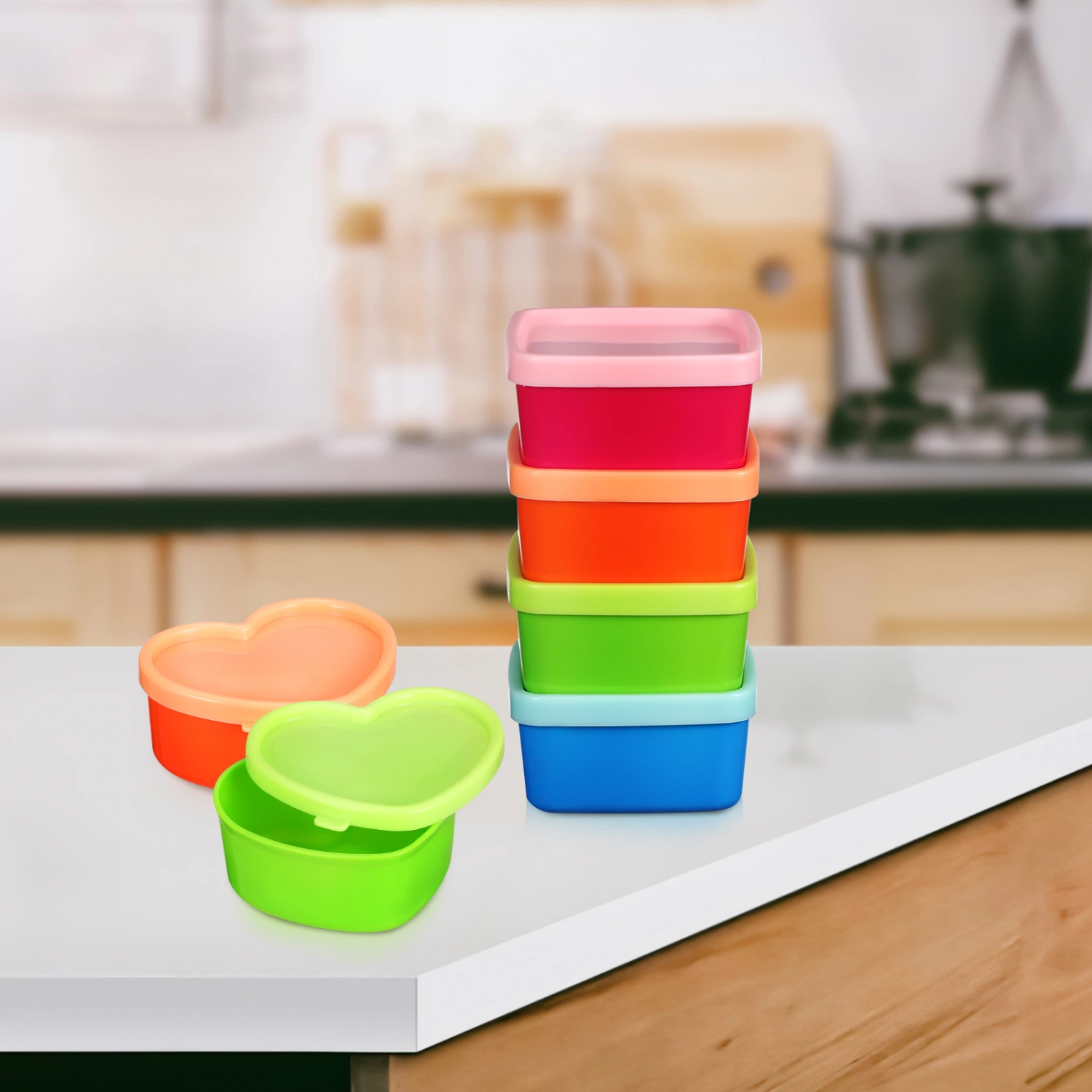 8 Pcs Desktop Organizers Heart-shaped Square Storage Boxes Multi-functional Boxes with Lids