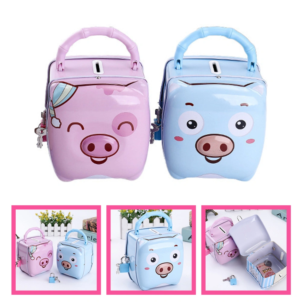 2Pcs Metal Piggy Bank Pig Shaped Saving Pot Decorative Coin Container Money Accessory