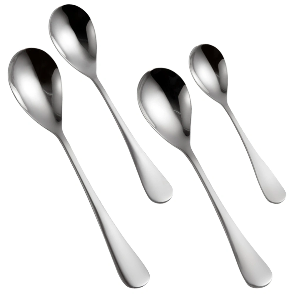 4pcs Stainless Steel Spoons Convenient Soup Spoons Tea Spoons Dessert Spoons Kitchen Tools