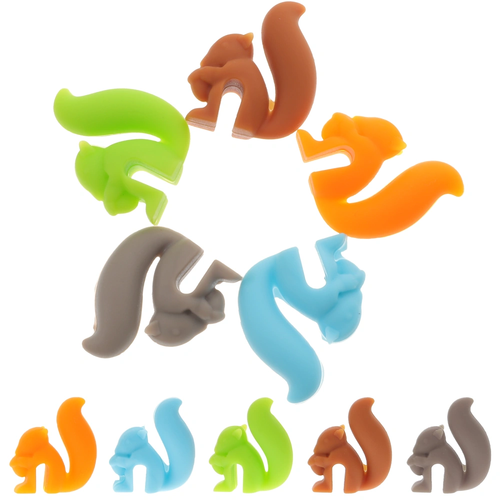 10pcs Squirrel Silicone Wine Charms Party Glasses Markers Cup Tea Bags Holders