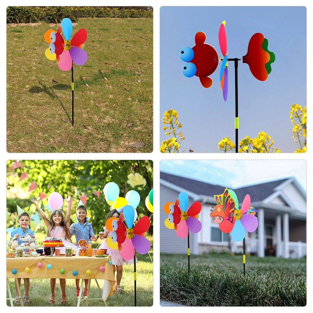 8Pcs Children Cartoon Windmill Garden Yard Pinwheel Decor Outdoor Pinwheel Decoration