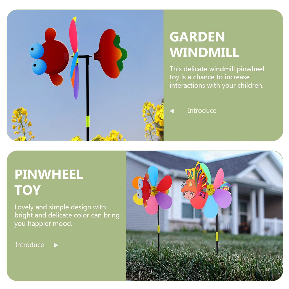 8Pcs Children Cartoon Windmill Garden Yard Pinwheel Decor Outdoor Pinwheel Decoration