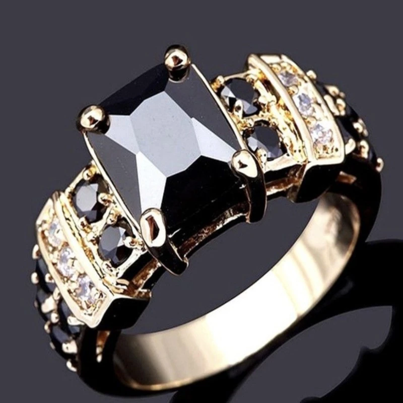 Fashion Rectangular Obsidian Ring