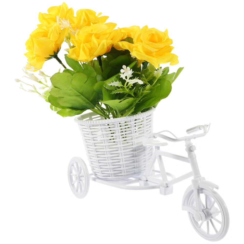 Artificial Flower Fake Flower Ornament With Bike Basket Wedding Table Centerpiece Ornament