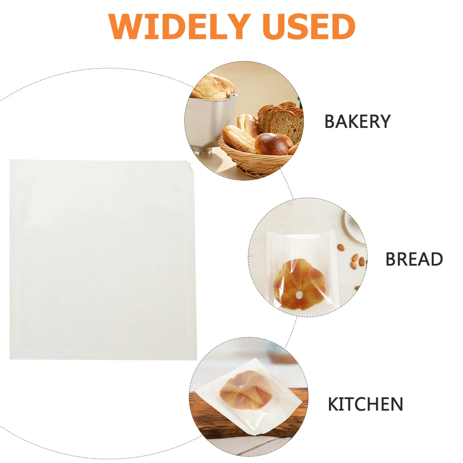100pcs Household Paper Bread Bags Bread Wrapping Bags Bread Bags with Clear Window
