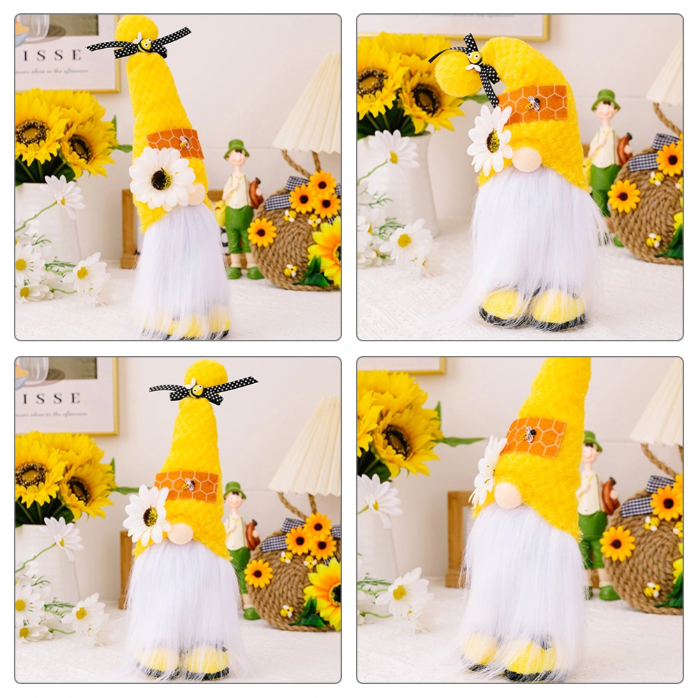 Bee Festival Themed Plush Dwarf Toy Adorable Gnome Doll Desktop Stuffed Flower Dwarf Decoration