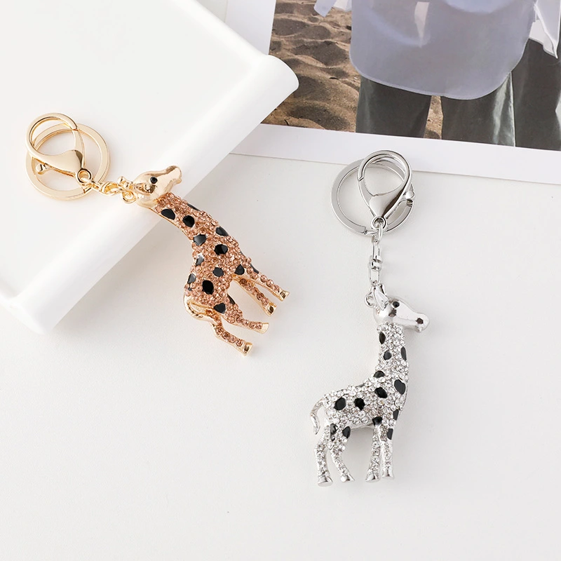 2pcs Giraffe Shape Key Chain Bag Hanging Pendant Decorative Key Chain Party Gift