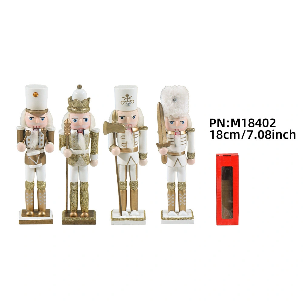 4pcs Wooden Nutcracker Figurine Wood Nutcracker Christmas Pendant Decor Party Decor