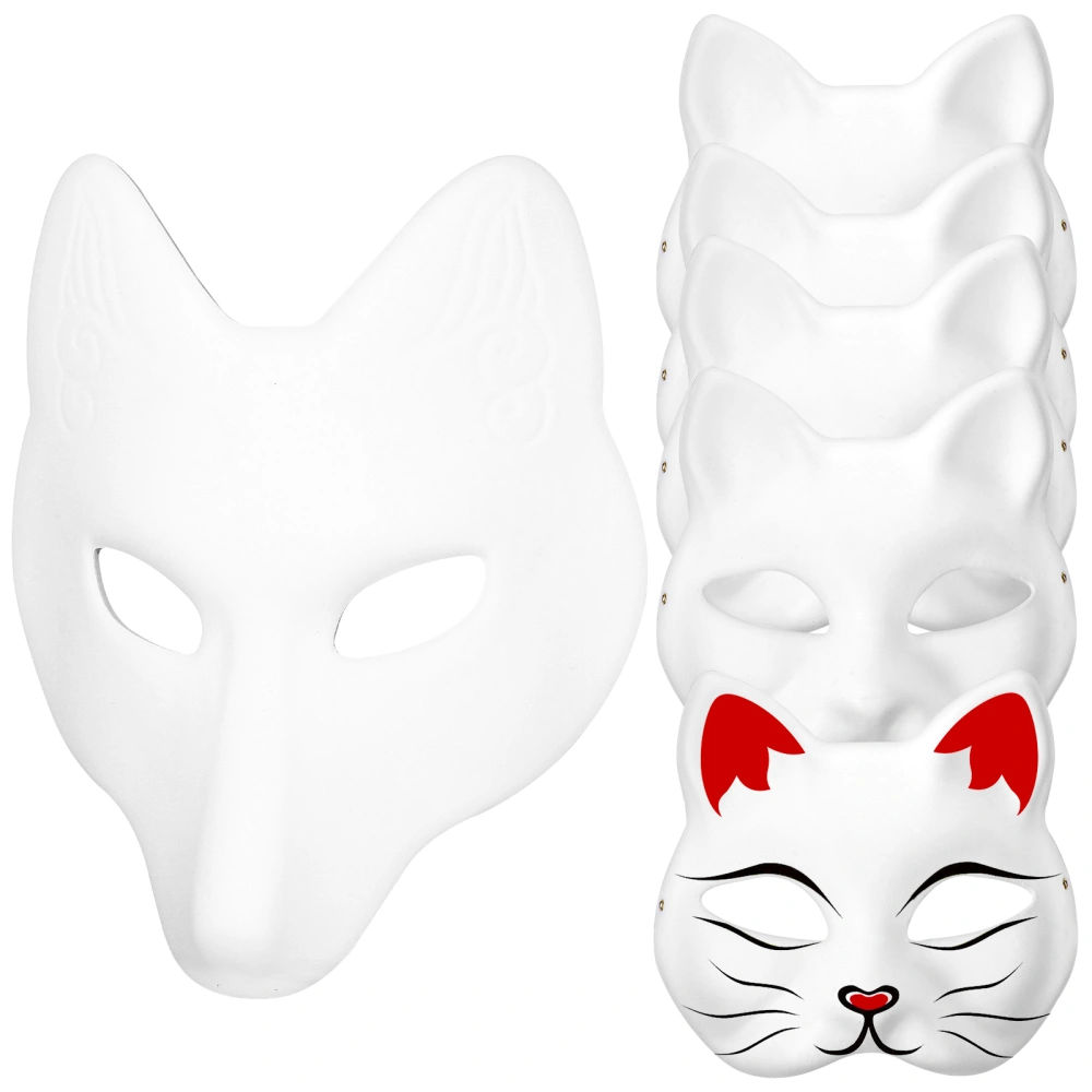 1pcs White Blank Mask Fox Mask Hand Painted Japanese Style DIY Craft Mask for Halloween Masquerade Costume Cosplay