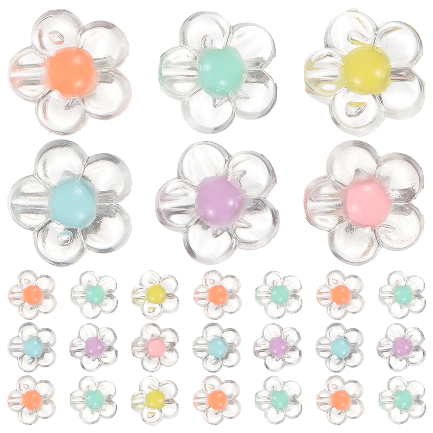 200Pcs Acrylic Beads Jewelry Making Beads Flower Loose Beads Necklace Bracelet DIY Beads