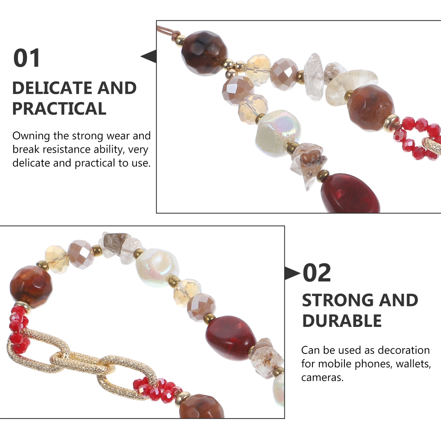 Phone Chain Stone Crystal Beaded Phone Strap Beaded Phone Charm Mobile Phone Lanyard Wrist Strap