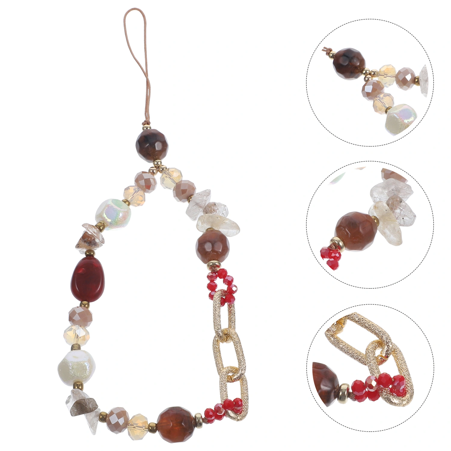 Phone Chain Stone Crystal Beaded Phone Strap Beaded Phone Charm Mobile Phone Lanyard Wrist Strap