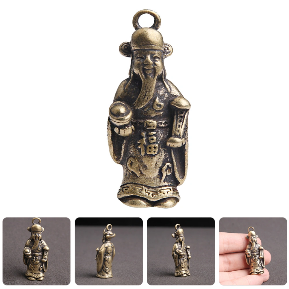 God of Wealth Keychain Pendant Old Treatment Pendant Vintage Diy Metal Keychain for Decor