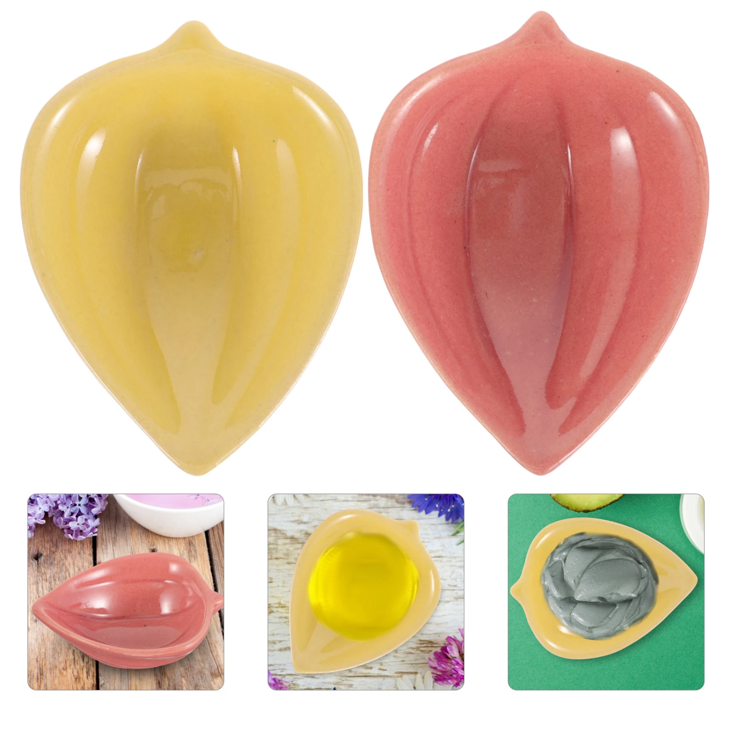 2Pcs Mixing Bowl Clay Mask Mixing Bowl Ceramic Essential Oil Dish Ceramic Spa Dish