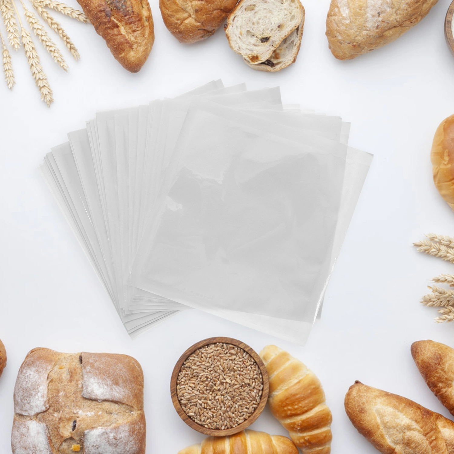 50pcs Heat-sealable Bakery Bags Semitransparent Toast Paper Bags Cookies Pastries Bags