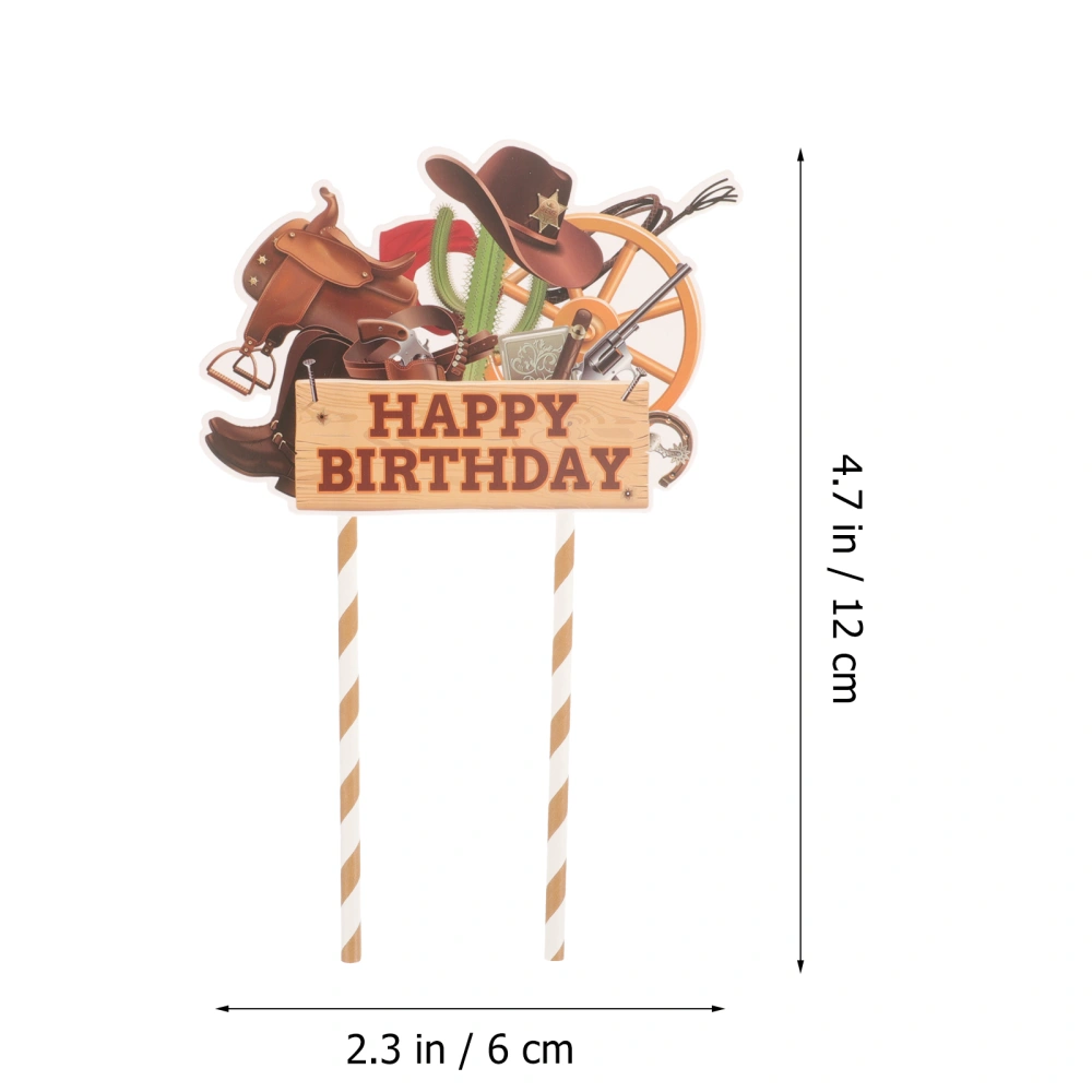 1 Set Cowboy Birthday Party Decoration Western Theme Birthday Cake Decoration Birthday Banner