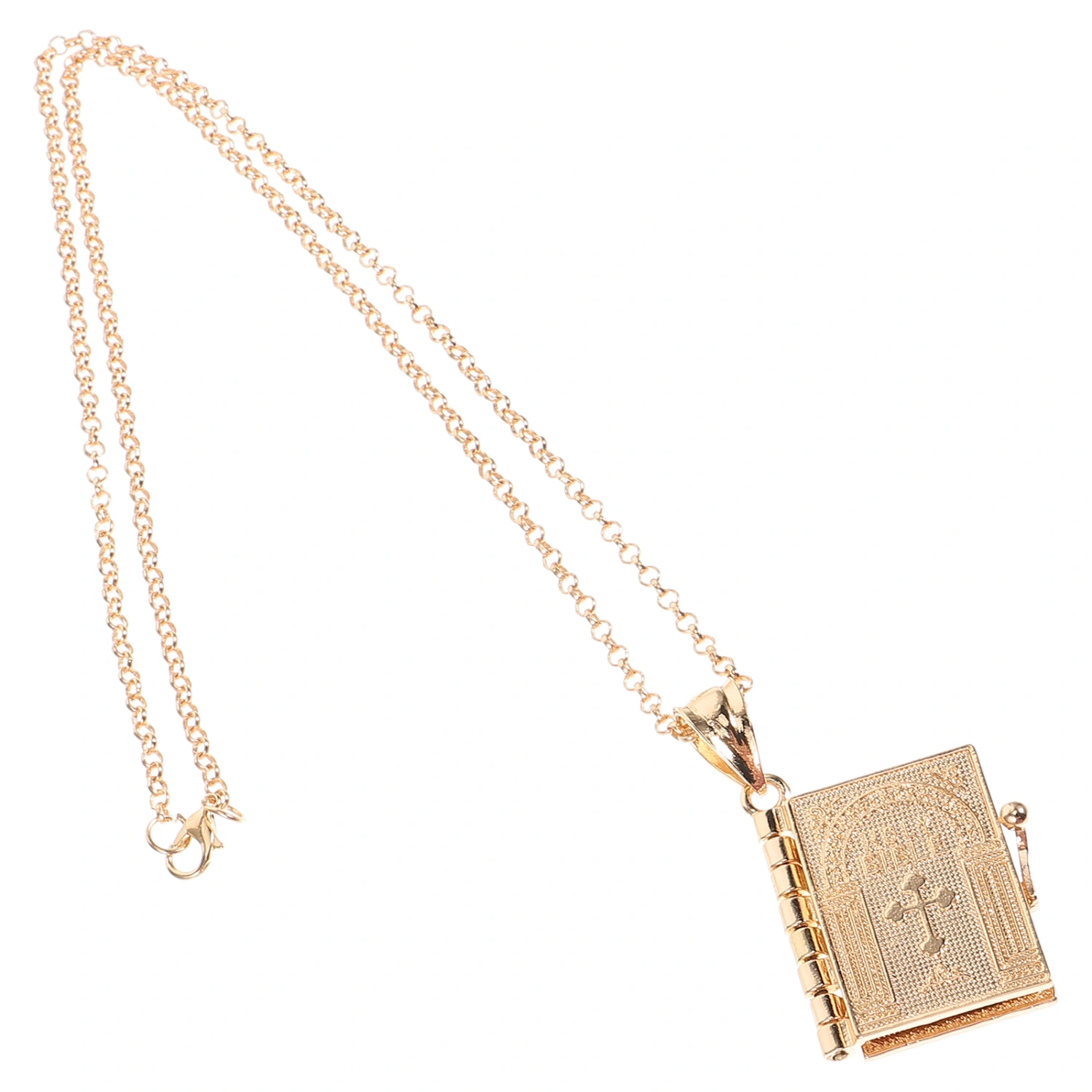 Necklace Bible Locket Necklace Vintage Jewelry Birthday Valentine Gift Book Cross Flipping Pendant