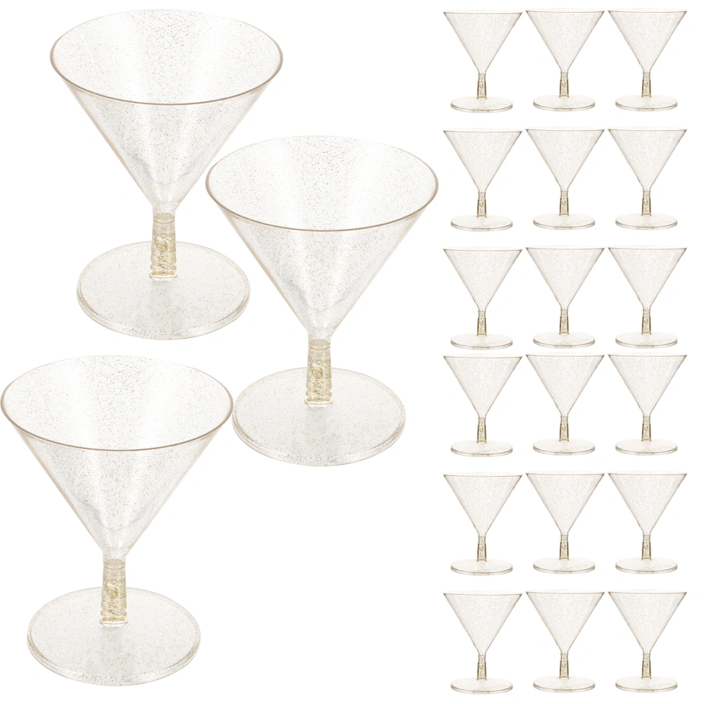 20Pcs Plastic Champagne Goblets Glitter Wine Cups Party Cocktail Cups Transparent Wine Cups