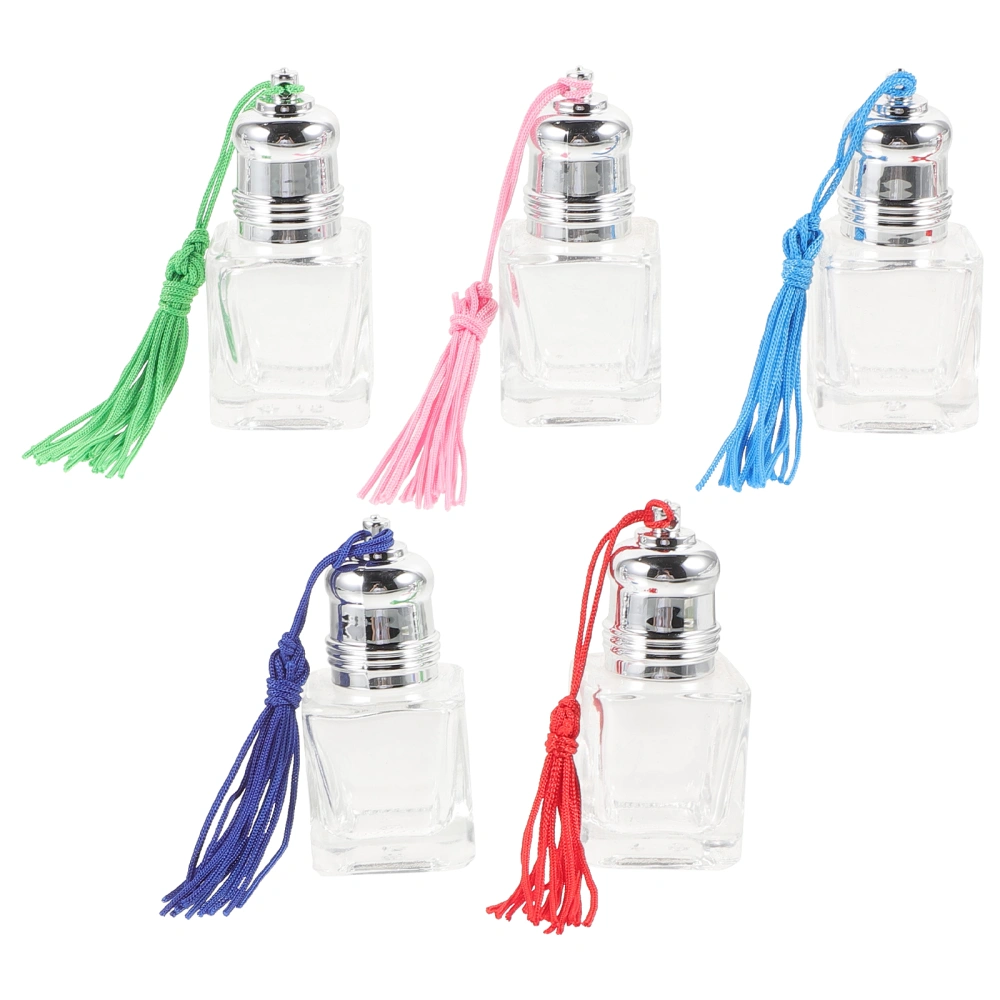 5 pcs Empty Refillable Perfume Bottles Glass Roller Bottles Travel Essential Oils Bottles with Tassels