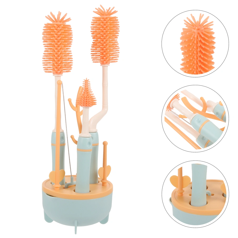 1 set of Bottle Cleaning Brush Kit with Stand Infant Milk Bottles Cleaning Tools