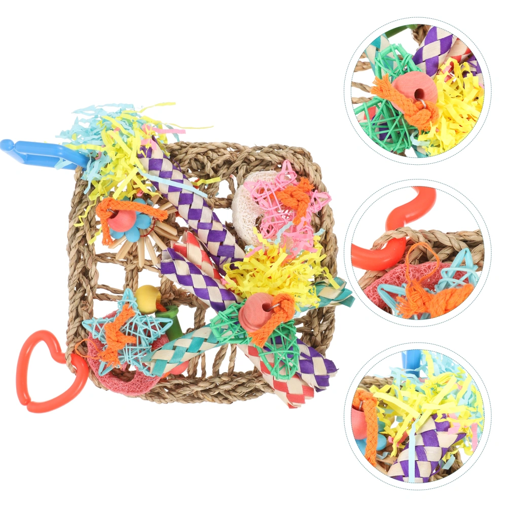 Bird Foraging Wall Toy Edible Woven Climbing Hammock Mat Birdcage Hanging Decor for Parrot Toy