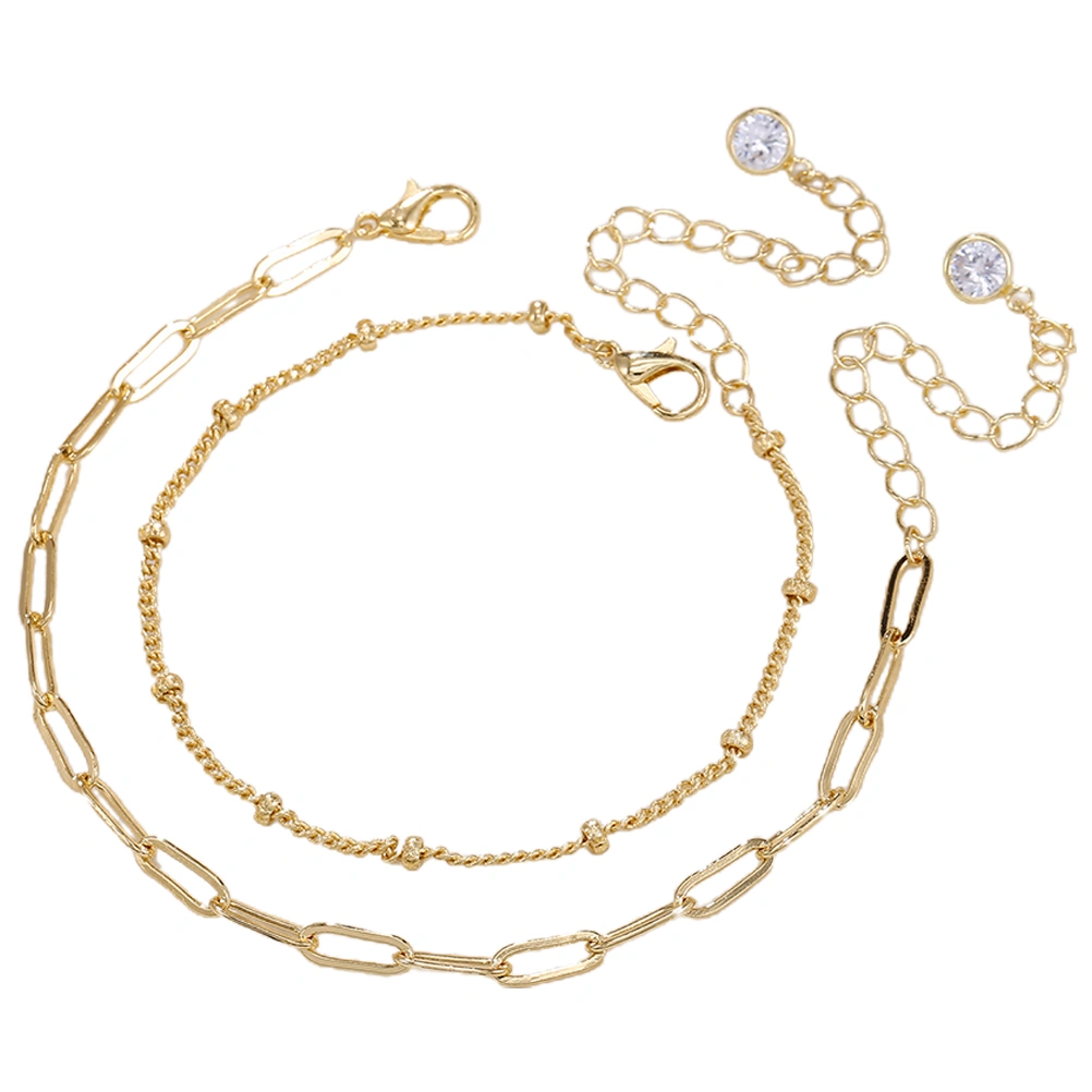 2pcs Layered Bracelets Paperclip Bracelets Chain Bracelets Women Wrist Jewelry