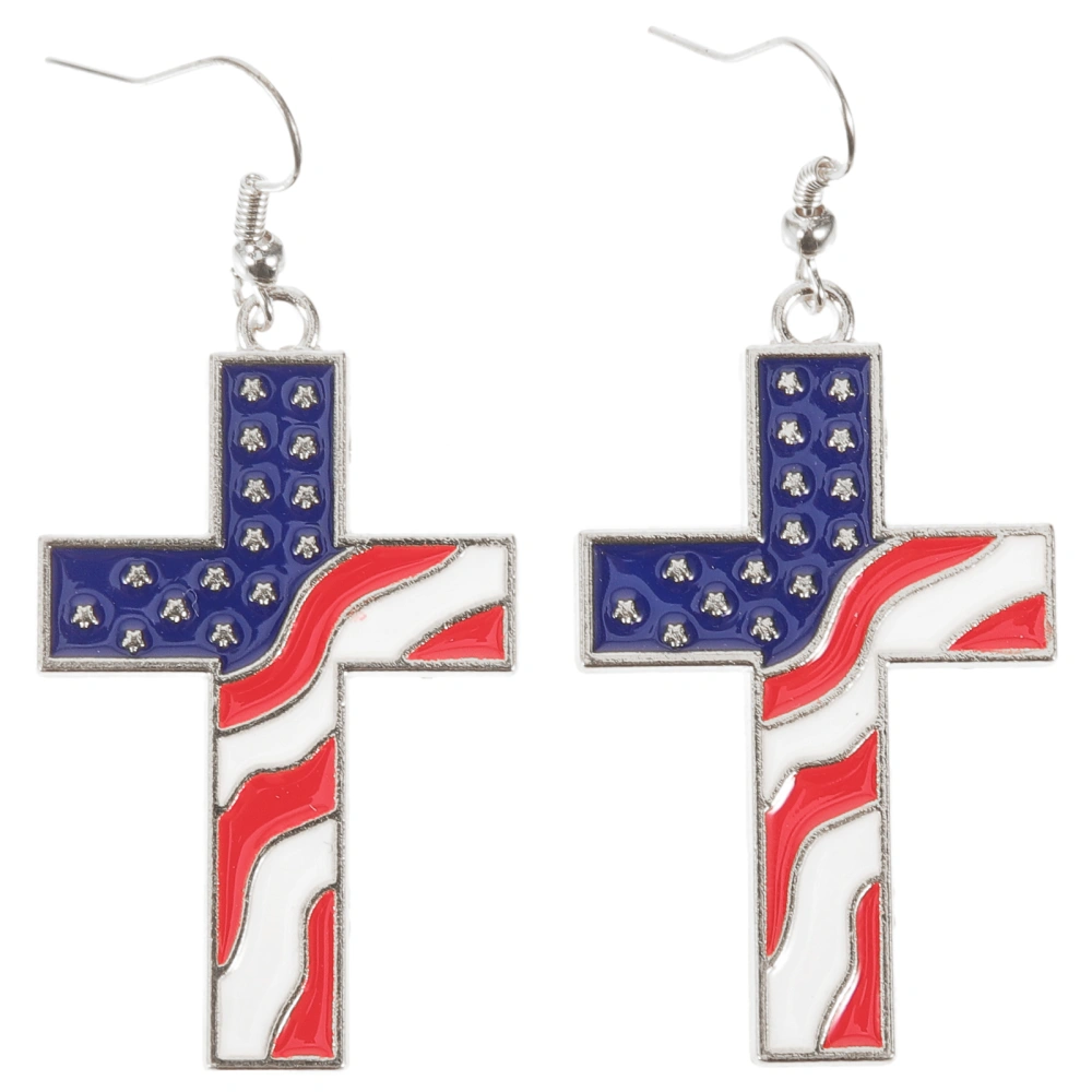 1 Pair of Independence Day Ear Danglers Novel Cross Shape Earrings Party Jewelry