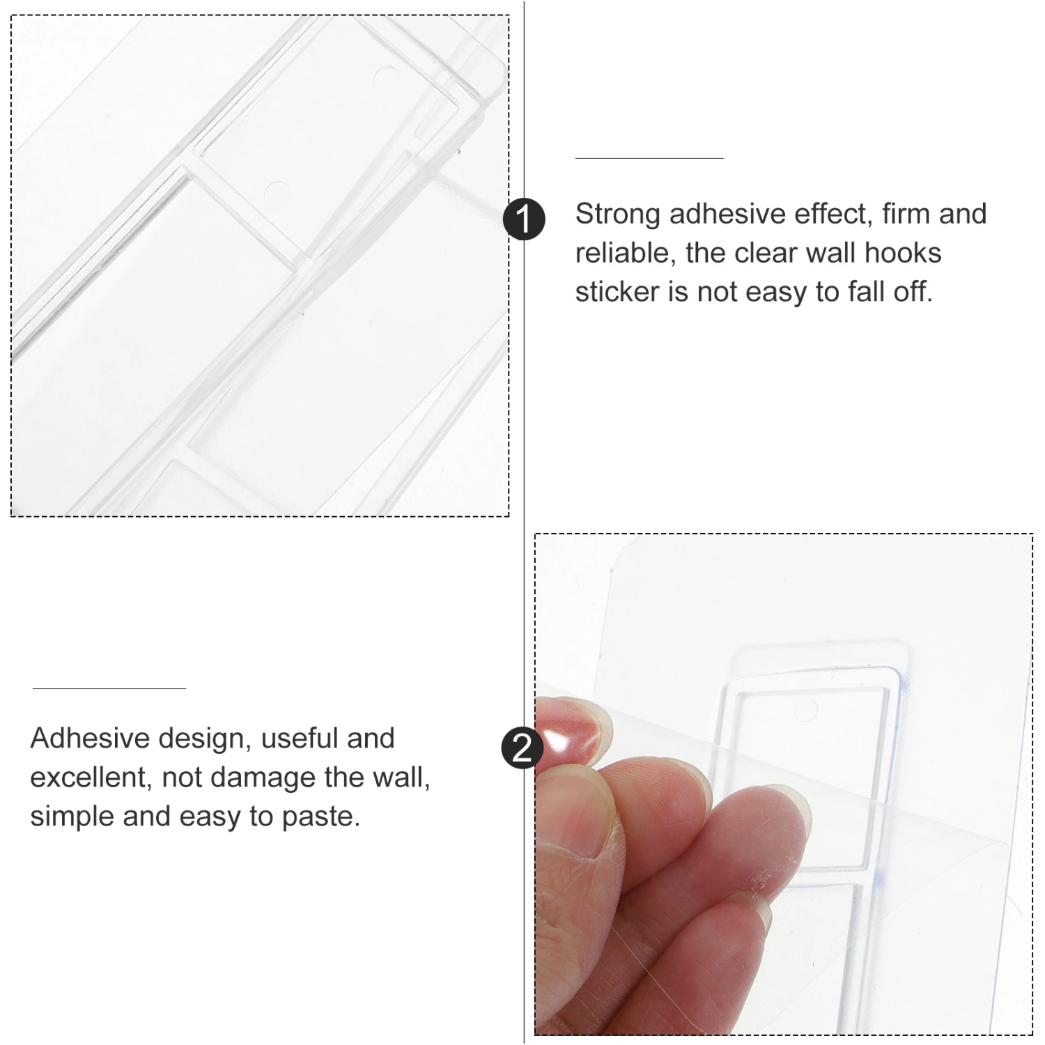 20 pcs Clear Adhesive Wall Hooks Sticky Hook Sticker Coat Hooks Transparent Wall Hooks
