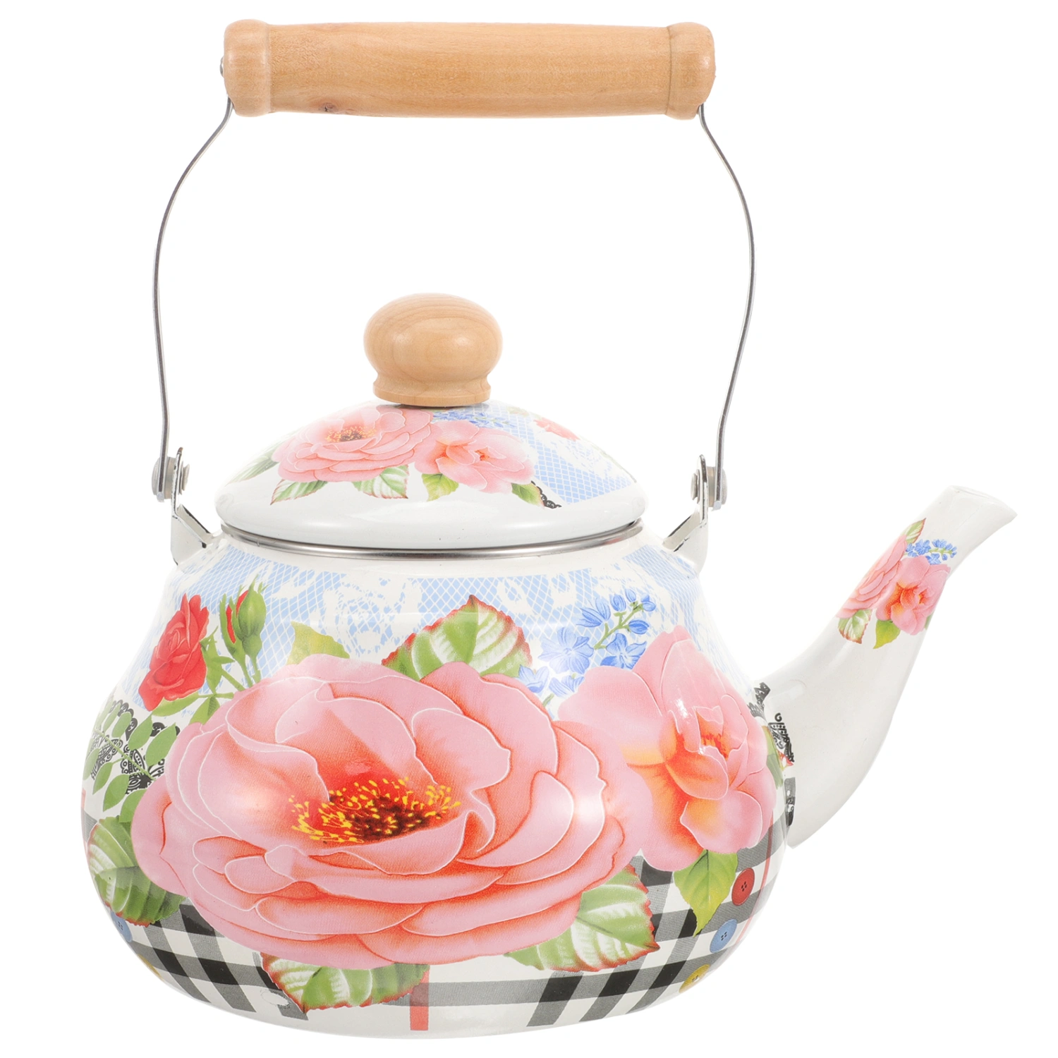 Vintage Style Water Kettle Enamel Tea Pot Household Stovetop Kettle Home Accessory