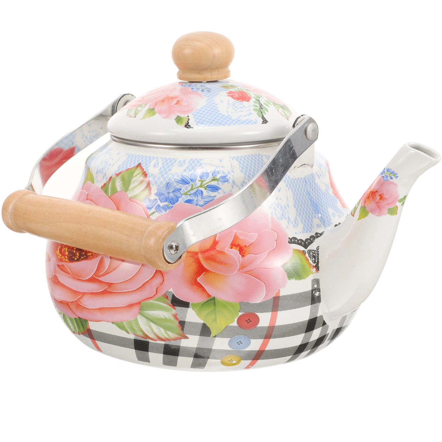 Vintage Style Water Kettle Enamel Tea Pot Household Stovetop Kettle Home Accessory