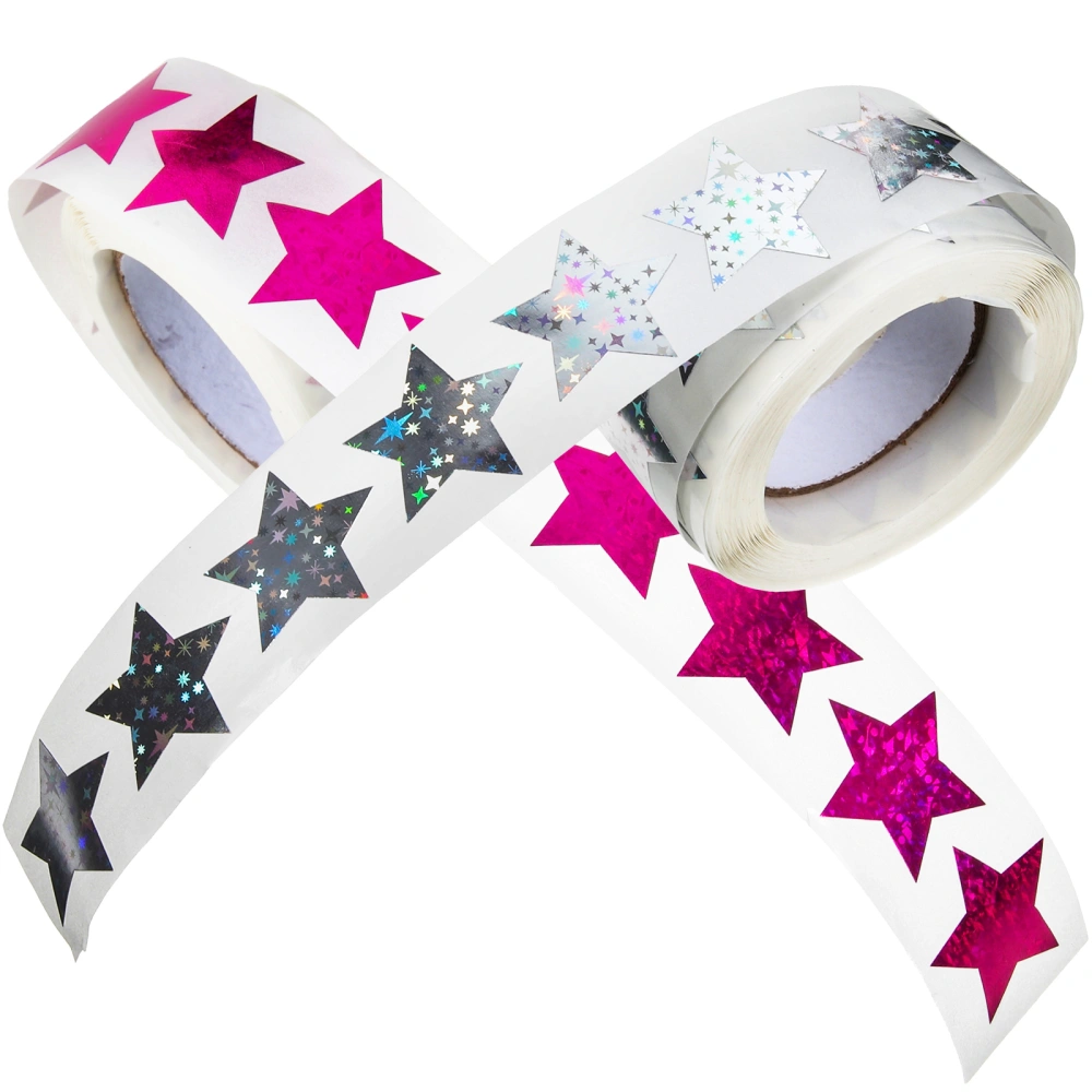 2 Rolls of Star Stickers for Reward Self Adhesive Label Stars Glitter Stickers Sealing Stickers for School