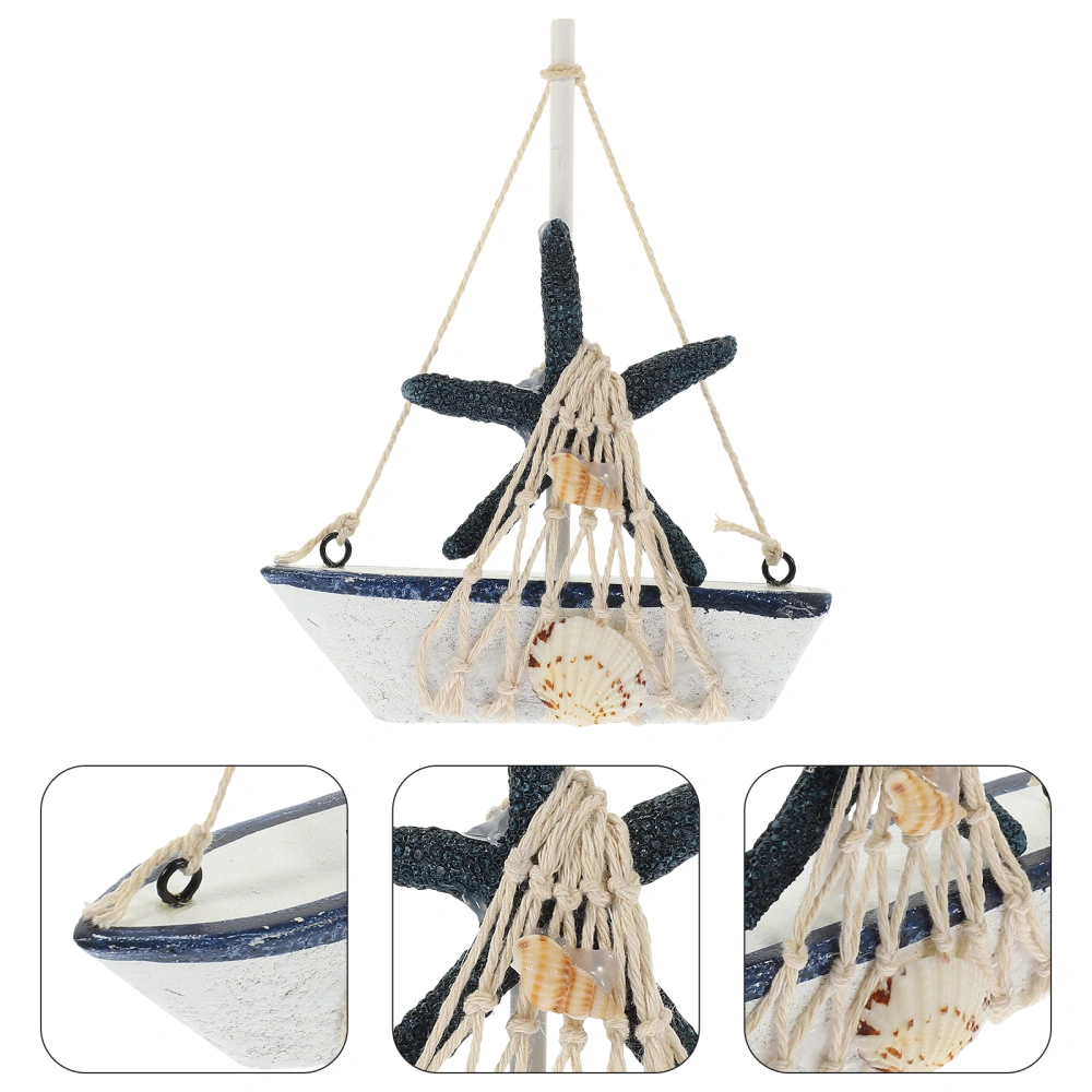 Sailboat Decor Wooden Sailing Boat Model Nautical Theme Decoration for Bathroom