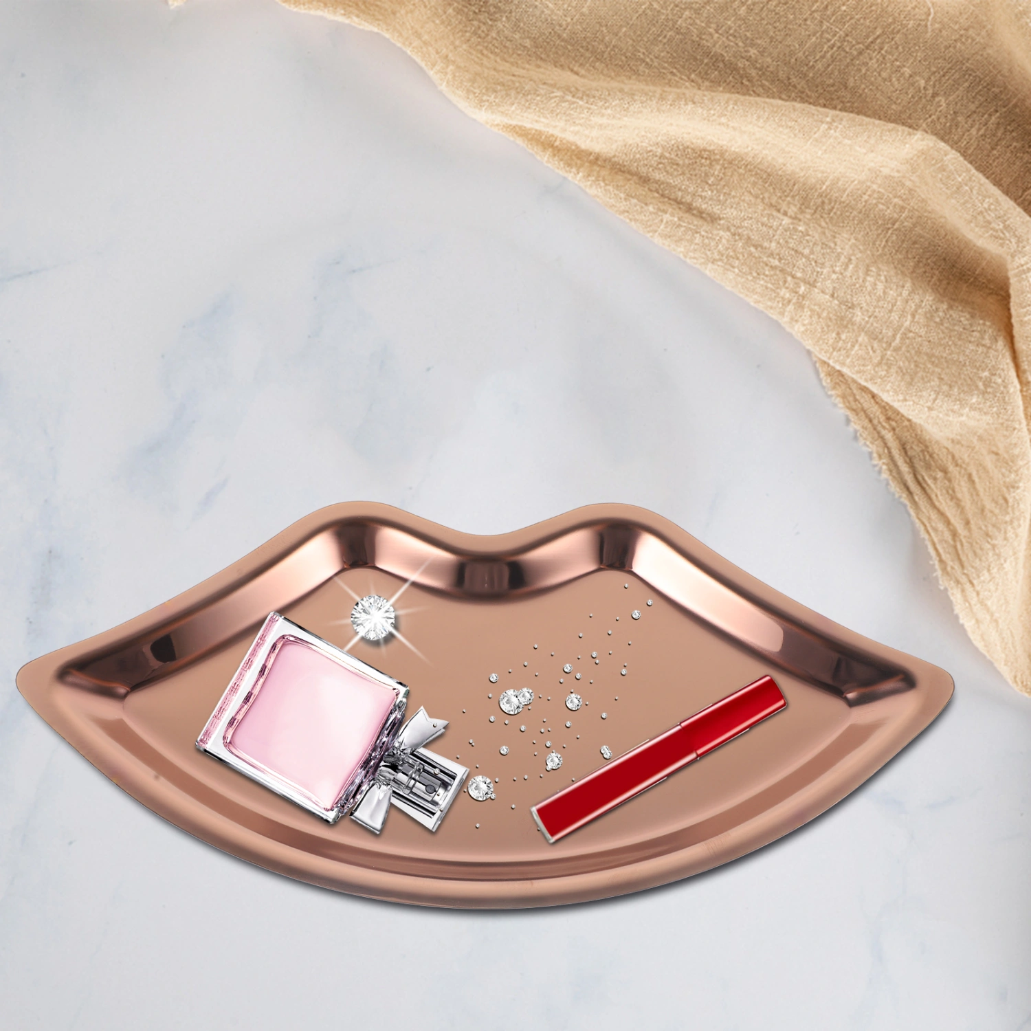 Dresser Jewelry Tray Perfume Tray Stainless Steel Ornaments Storage Tray