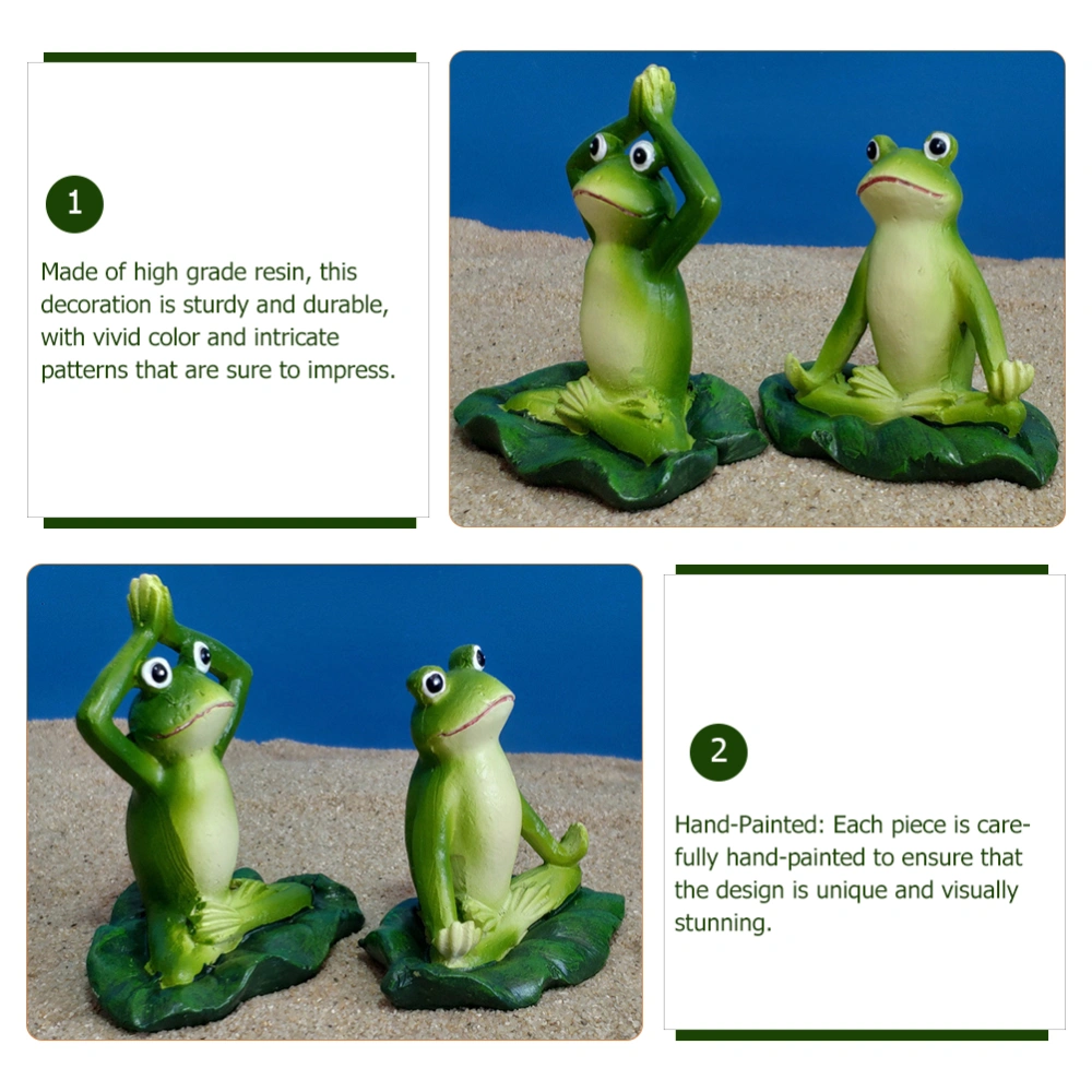 2pcs Frog Figurine Small Office Decor Unique Decor Summer Decoration Yoga Statue