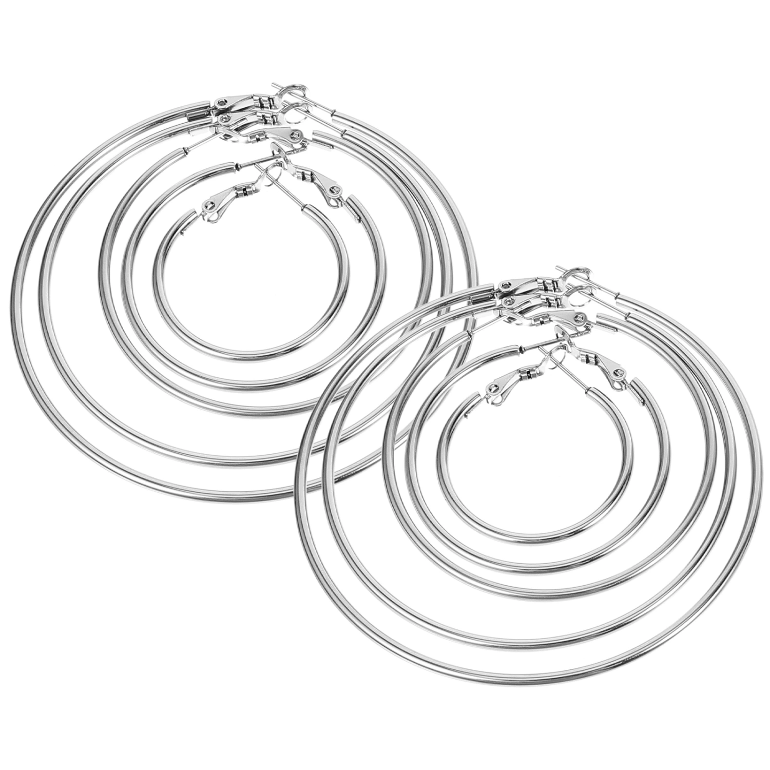 5 Pairs Round Hoops Earrings Fashion Loop Earrings Circle Earrings Women Earrings