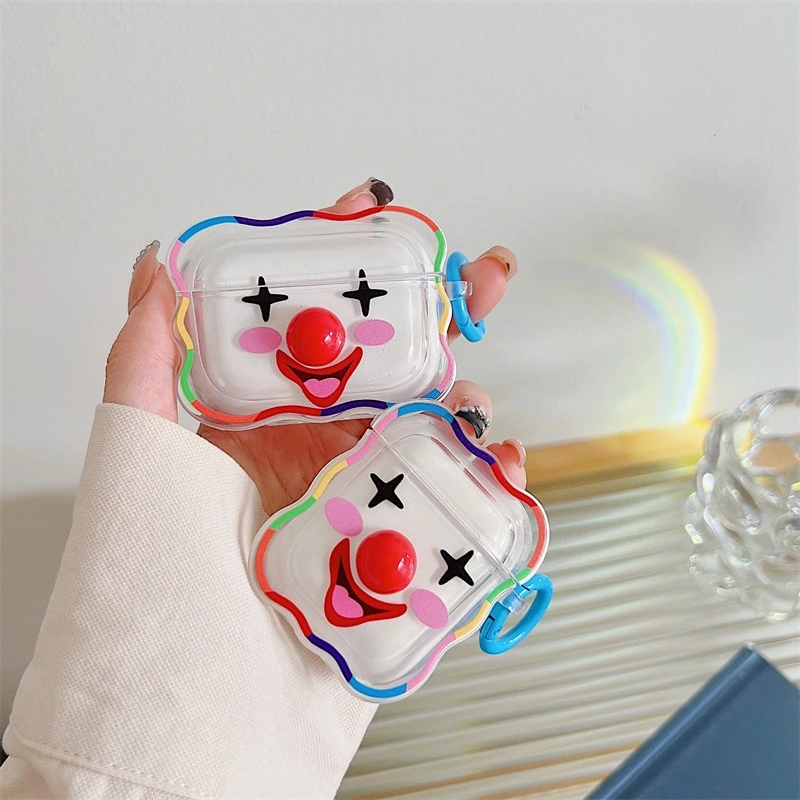 Three-dimensional Clown Wireless Bluetooth Earphone Cover Cute Transparent Soft Case