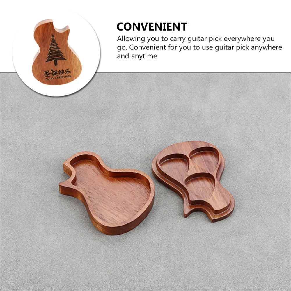 Guitar Shaped Guitar Pick Case Wooden Guitar Pick Box Guitar Pick Storage Holder