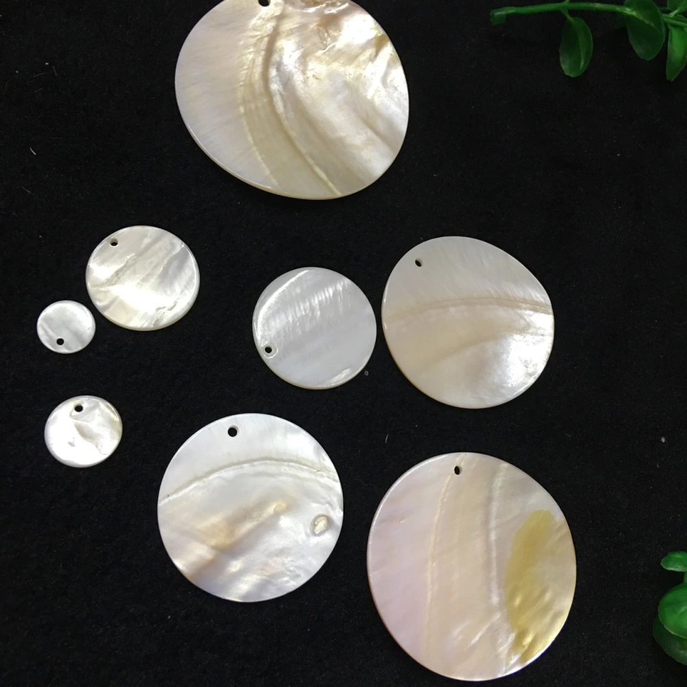 50pcs Diy Earring Accessories Round Perforated Seashell Piece Natural Water Conch with Hole