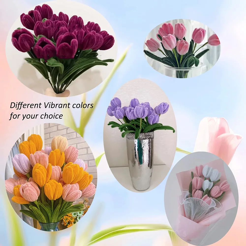 1 Set Bouquet Diy Craft Supplies Chenille Stems Flower Craft Diy Making Sticks Crafting Bendable Wire