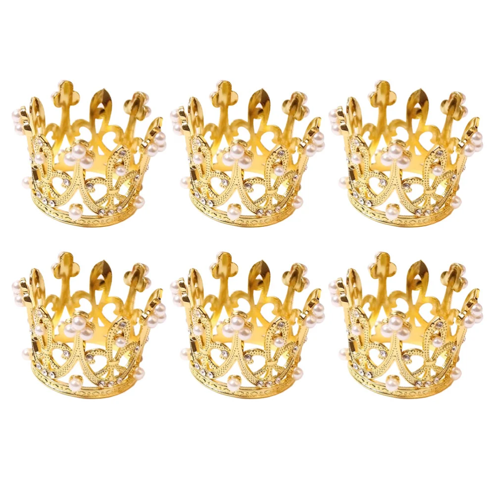 6pcs Exquisite Crown Shaped Napkin Ring Decorative Dinging Napkin Holder Wear-resistant Alloy Napkin Ring