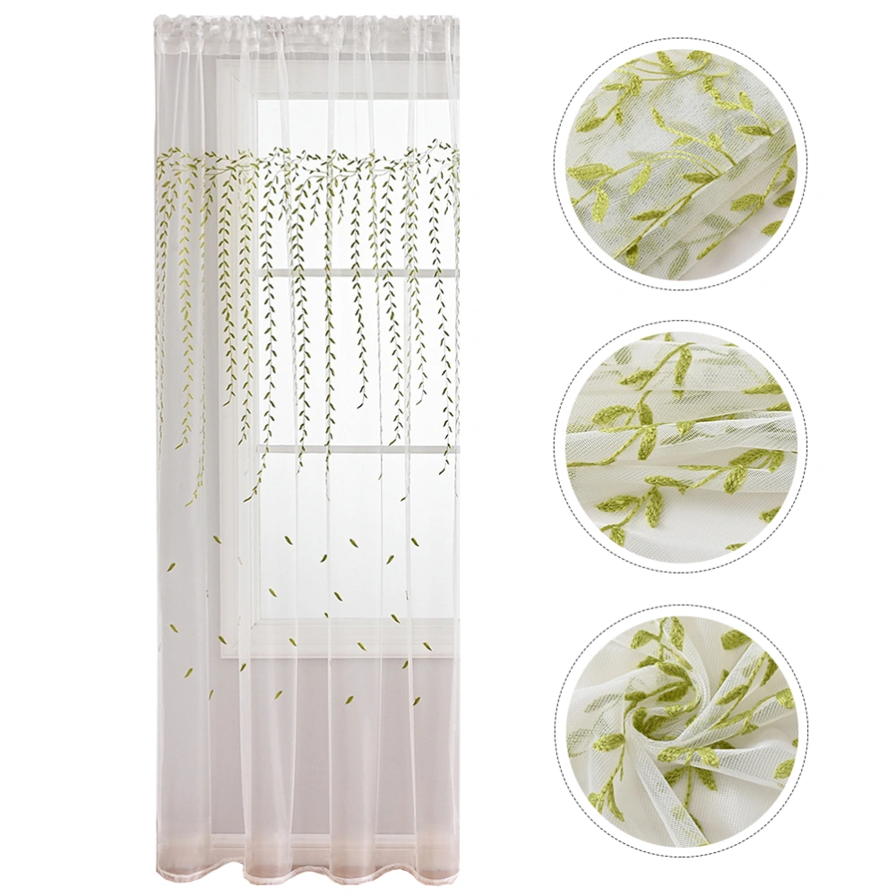 Leaf Tulle Curtain Sheer Curtain Window Balcony Room Decoration Wicker Pattern Curtain