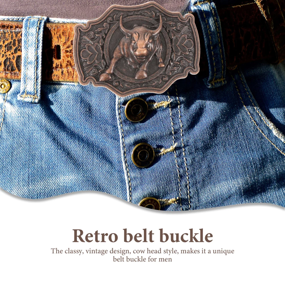 Men Belt Buckle Retro Replacement Belt Buckle Cow Head Belt Buckle Costume Accessory